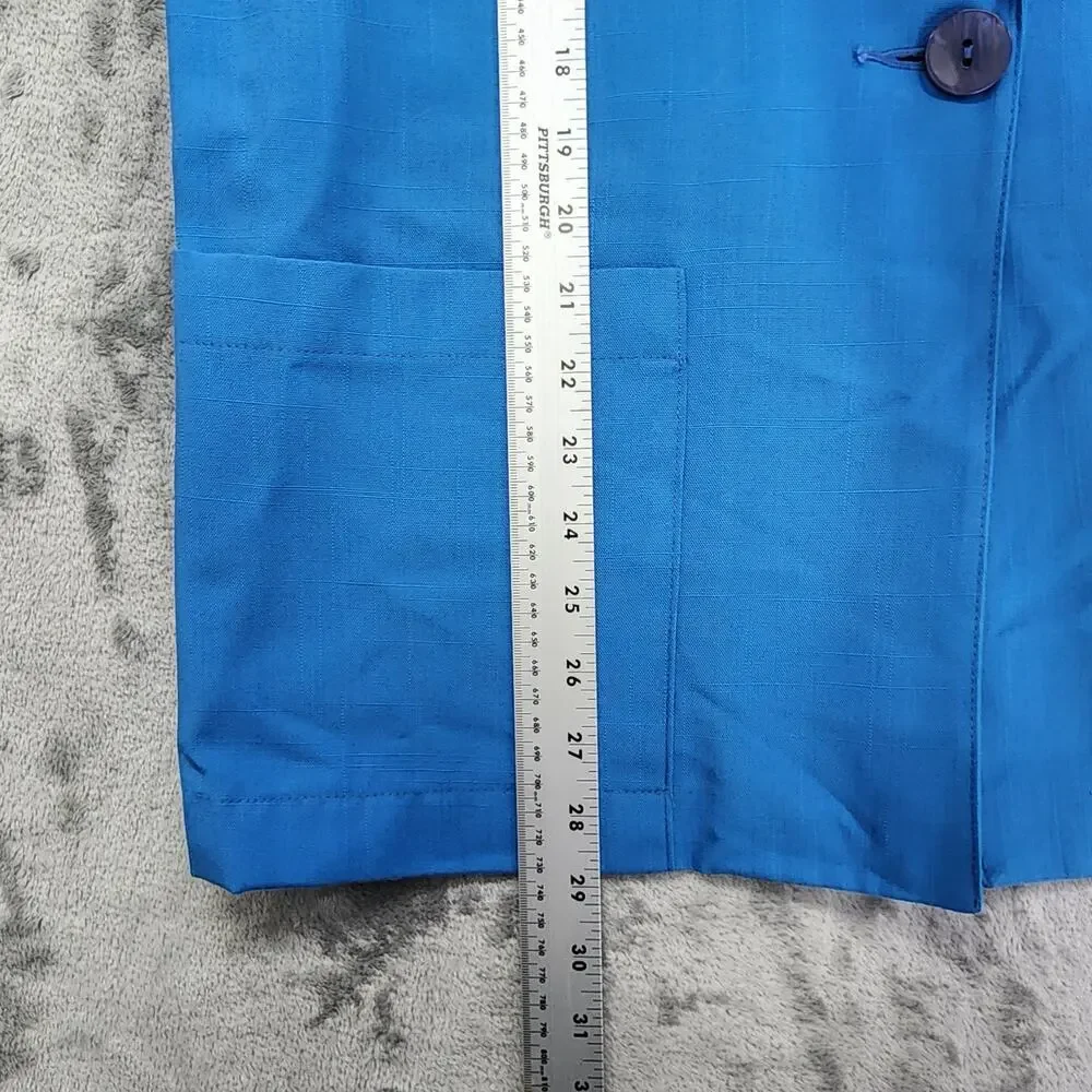 Vintage Sag Harbor Jacket Women 12 Blue Single Button Crop Cuffed Sleeves Blazer - Picture 9 of 10